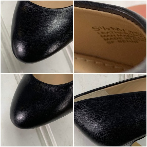 Saks Fifth Avenue 5.5 M Black Benni Pumps Stiletto Heels Shoes Round Toe Slip On - Picture 4 of 10